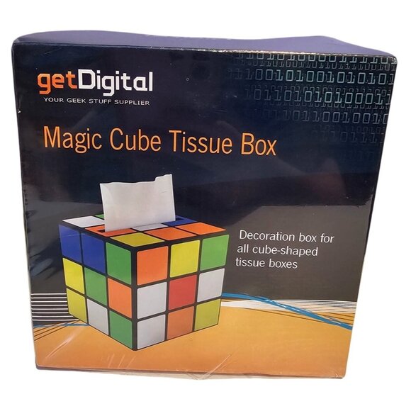Magic Cube Tissue Box By GetDigital Plastic Magnetic Bottom NEW IN BOX Colorful - Picture 1 of 4